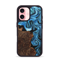 iPhone 16 Wood+Resin Phone Case - Sara (Blue, 722852)