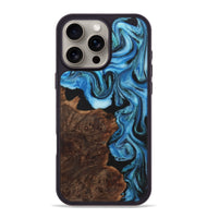 iPhone 16 Pro Max Wood+Resin Phone Case - Sara (Blue, 722852)