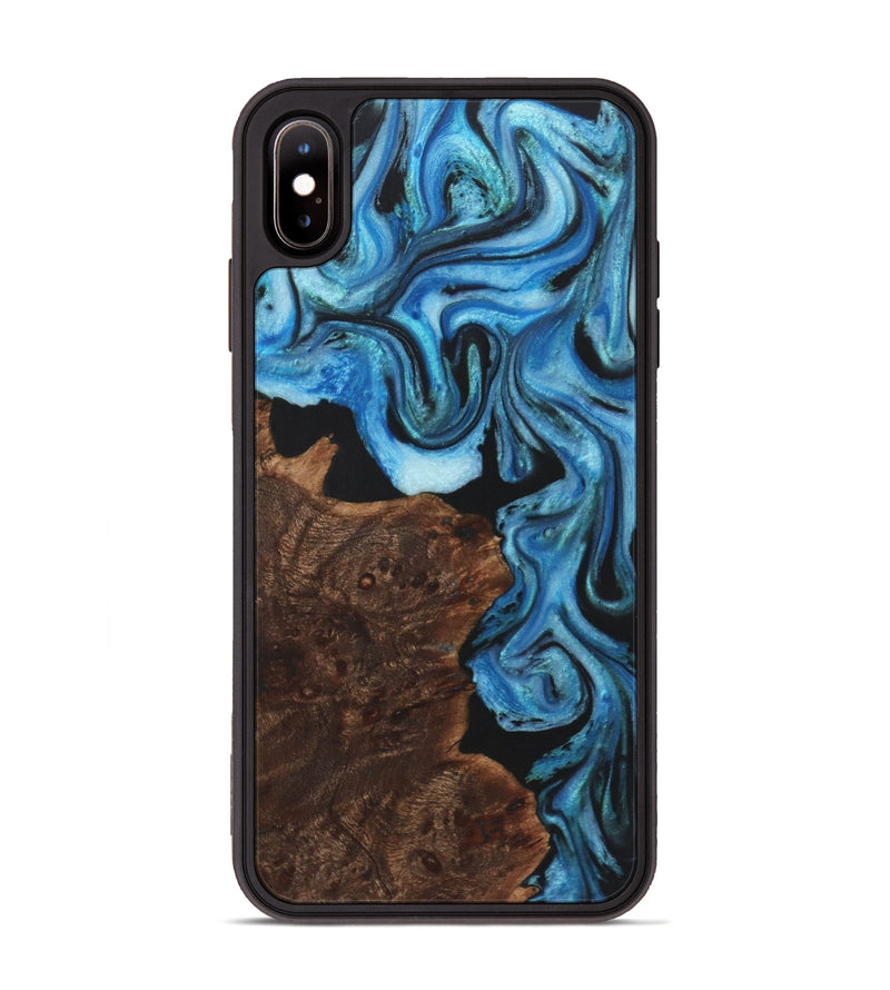 iPhone Xs Max Wood+Resin Phone Case - Sara (Blue, 722852)