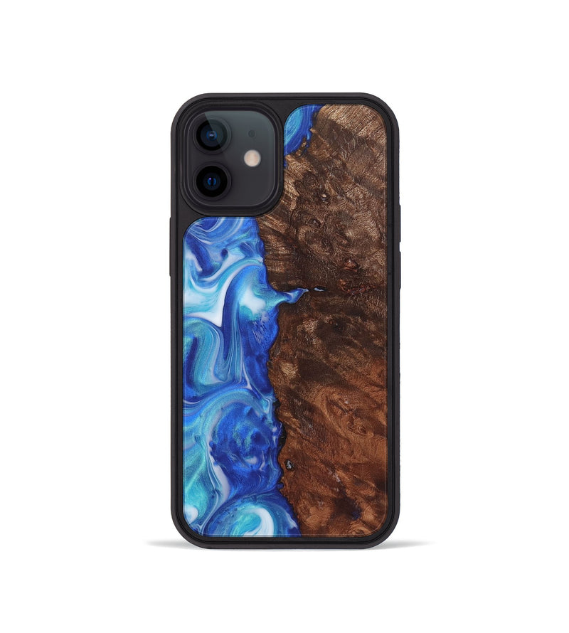 iPhone 12 mini Wood+Resin Phone Case - Sylvia (Blue, 722853)