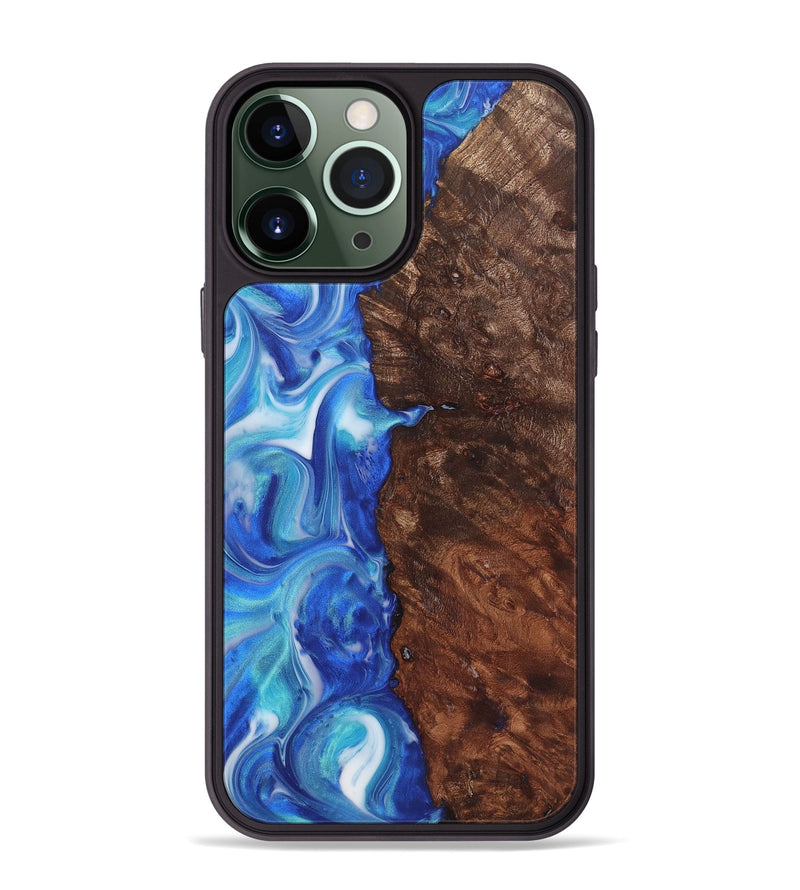 iPhone 13 Pro Max Wood+Resin Phone Case - Sylvia (Blue, 722853)