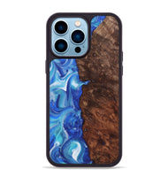 iPhone 14 Pro Max Wood+Resin Phone Case - Sylvia (Blue, 722853)