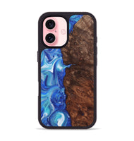 iPhone 16 Wood+Resin Phone Case - Sylvia (Blue, 722853)