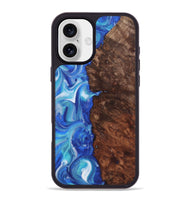 iPhone 16 Plus Wood+Resin Phone Case - Sylvia (Blue, 722853)