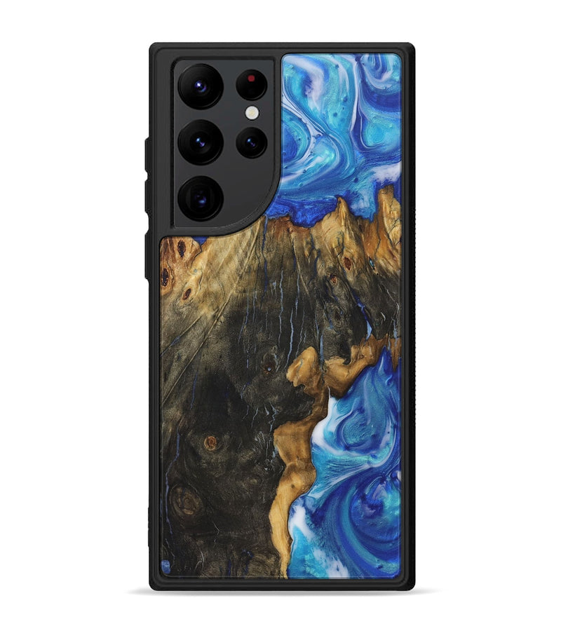 Galaxy S22 Ultra Wood+Resin Phone Case - Cheryl (Blue, 722854)