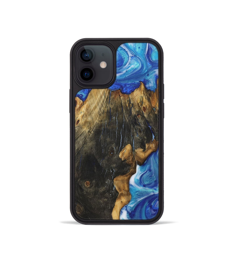 iPhone 12 mini Wood+Resin Phone Case - Cheryl (Blue, 722854)