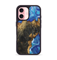 iPhone 16 Wood+Resin Phone Case - Cheryl (Blue, 722854)