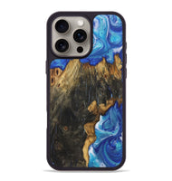 iPhone 16 Pro Max Wood+Resin Phone Case - Cheryl (Blue, 722854)