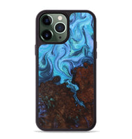 iPhone 13 Pro Max Wood+Resin Phone Case - Andrew (Blue, 722856)