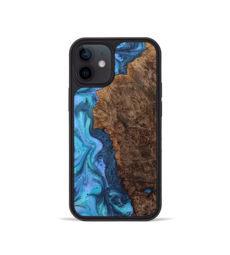 iPhone 12 mini Wood+Resin Phone Case - Robbie (Blue, 722857)