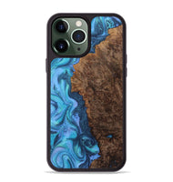 iPhone 13 Pro Max Wood+Resin Phone Case - Robbie (Blue, 722857)