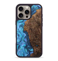 iPhone 16 Pro Max Wood+Resin Phone Case - Robbie (Blue, 722857)