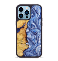 iPhone 14 Pro Max Wood+Resin Phone Case - Richard (Blue, 722858)