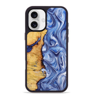 iPhone 16 Plus Wood+Resin Phone Case - Richard (Blue, 722858)