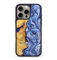 iPhone 16 Pro Max Wood+Resin Phone Case - Richard (Blue, 722858)