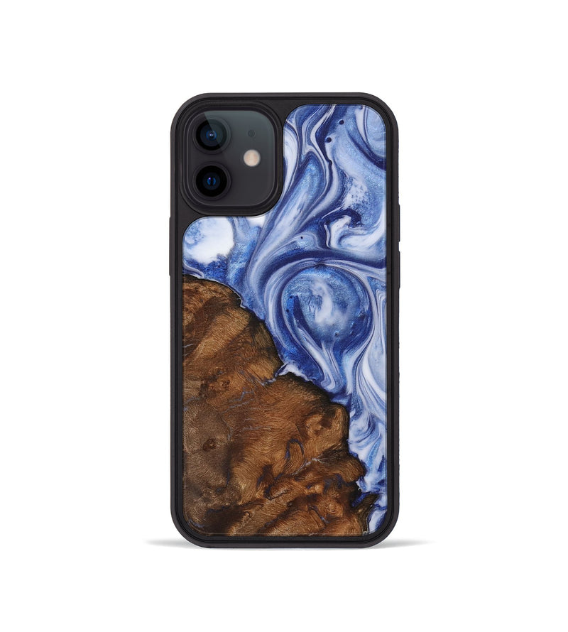 iPhone 12 mini Wood+Resin Phone Case - Trista (Blue, 722859)