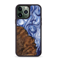 iPhone 13 Pro Max Wood+Resin Phone Case - Trista (Blue, 722859)