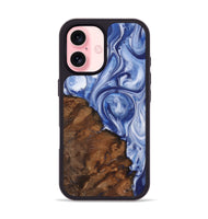 iPhone 16 Wood+Resin Phone Case - Trista (Blue, 722859)