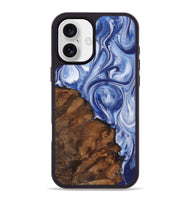 iPhone 16 Plus Wood+Resin Phone Case - Trista (Blue, 722859)