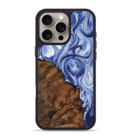 iPhone 16 Pro Max Wood+Resin Phone Case - Trista (Blue, 722859)