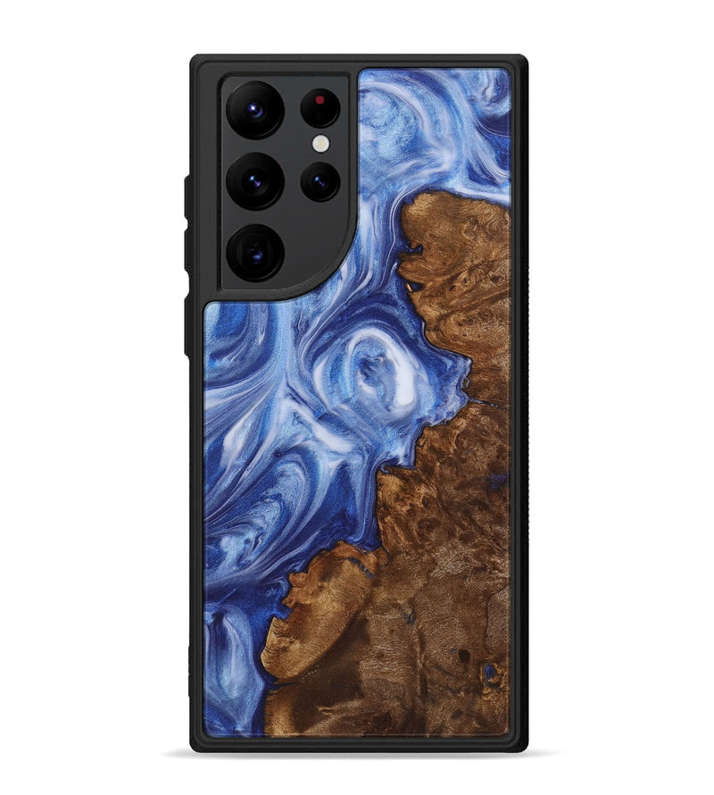 Galaxy S22 Ultra Wood+Resin Phone Case - Brenda (Blue, 722860)