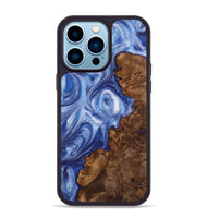 iPhone 14 Pro Max Wood+Resin Phone Case - Brenda (Blue, 722860)