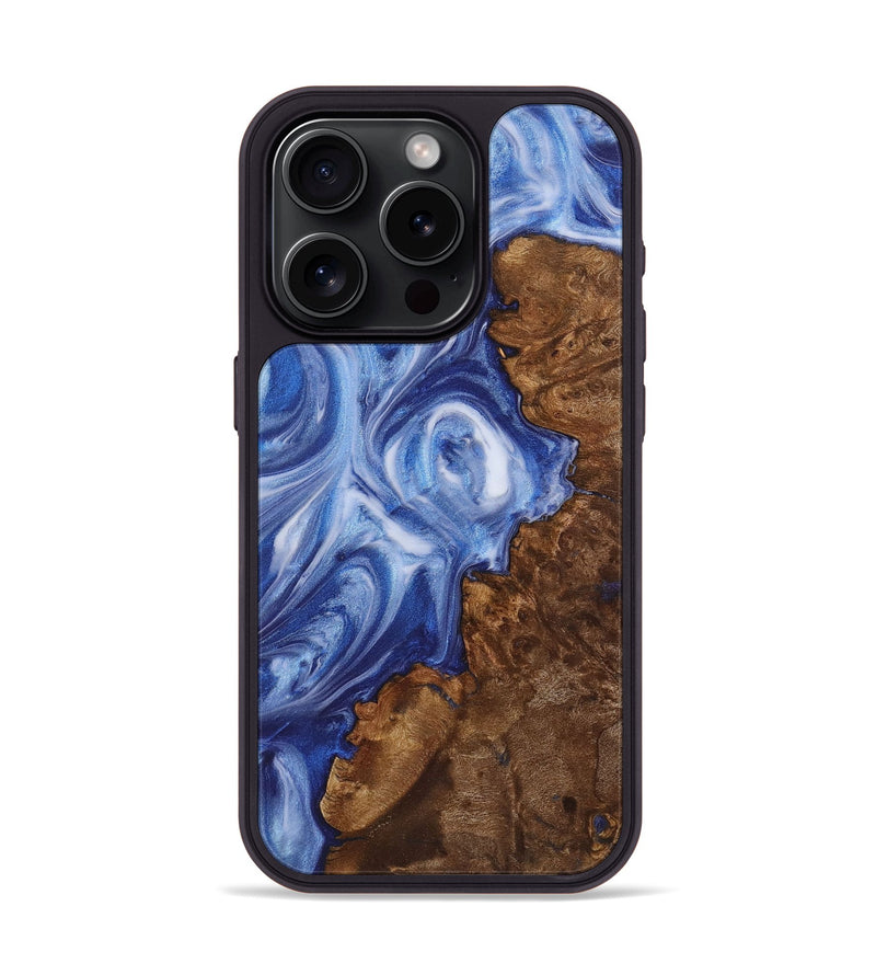 iPhone 15 Pro Wood+Resin Phone Case - Brenda (Blue, 722860)