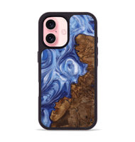 iPhone 16 Wood+Resin Phone Case - Brenda (Blue, 722860)