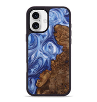 iPhone 16 Plus Wood+Resin Phone Case - Brenda (Blue, 722860)