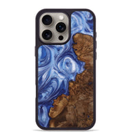 iPhone 16 Pro Max Wood+Resin Phone Case - Brenda (Blue, 722860)