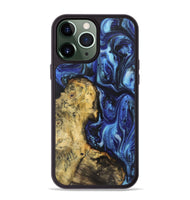 iPhone 13 Pro Max Wood+Resin Phone Case - Riley (Blue, 722861)