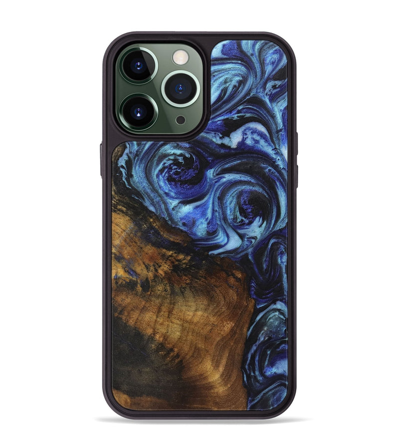 iPhone 13 Pro Max Wood+Resin Phone Case - Allie (Blue, 722862)