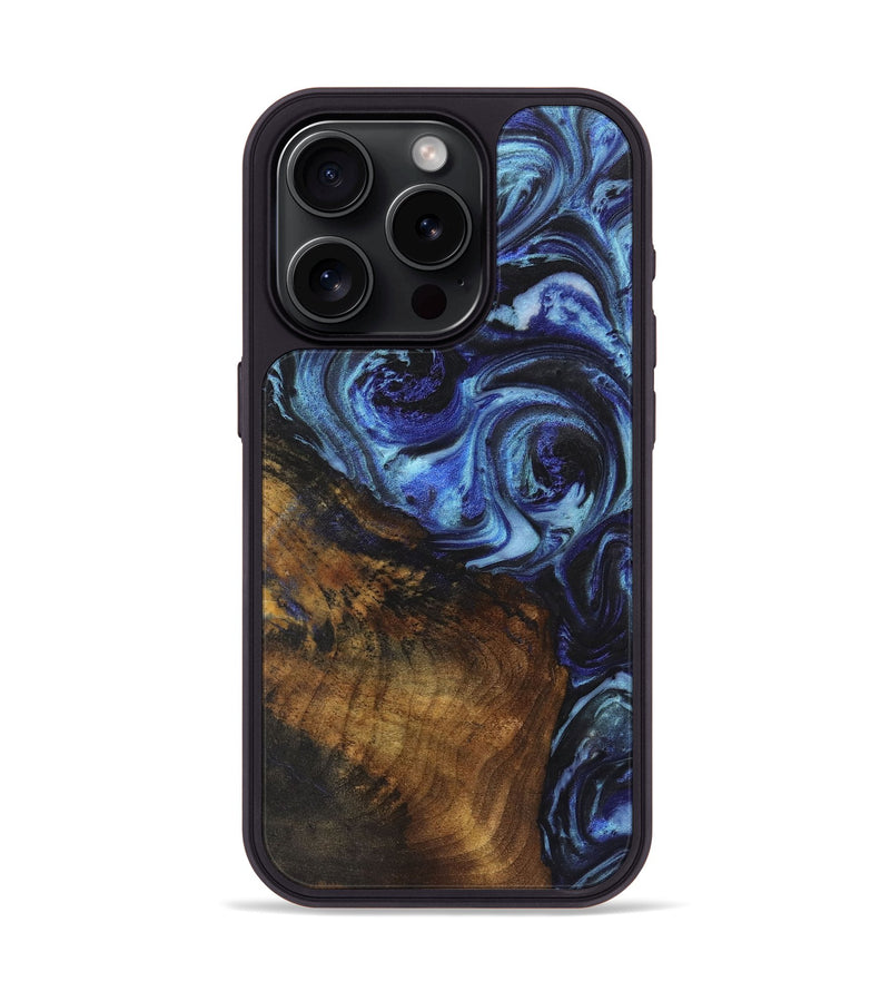 iPhone 15 Pro Wood+Resin Phone Case - Allie (Blue, 722862)