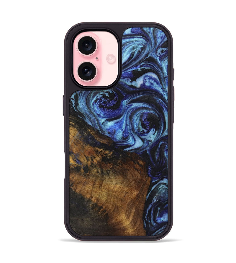 iPhone 16 Wood+Resin Phone Case - Allie (Blue, 722862)