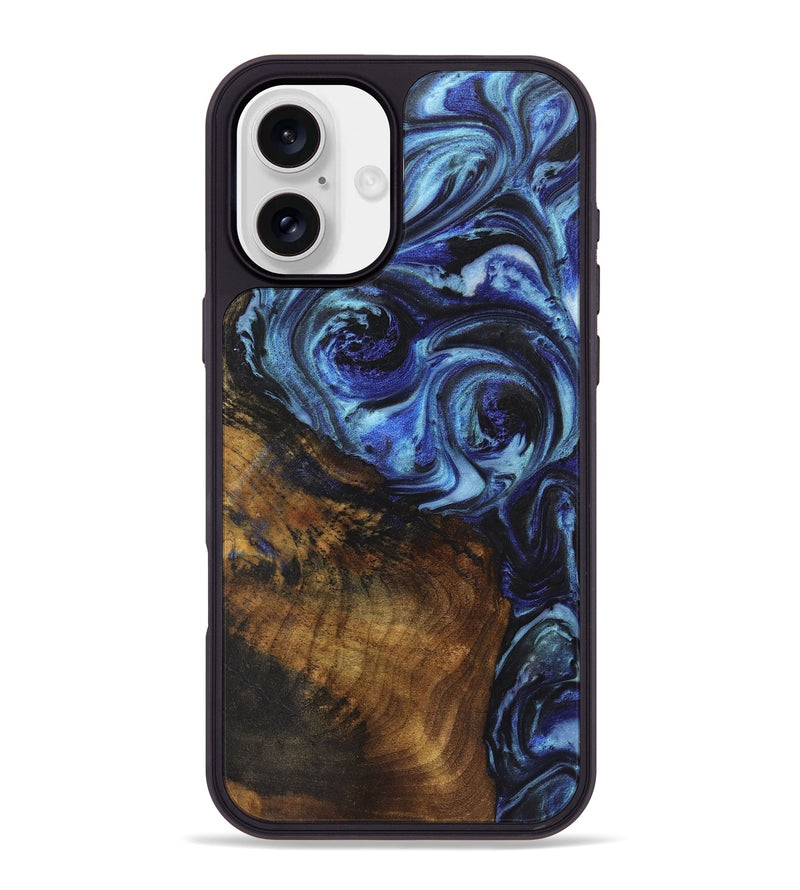 iPhone 16 Plus Wood+Resin Phone Case - Allie (Blue, 722862)