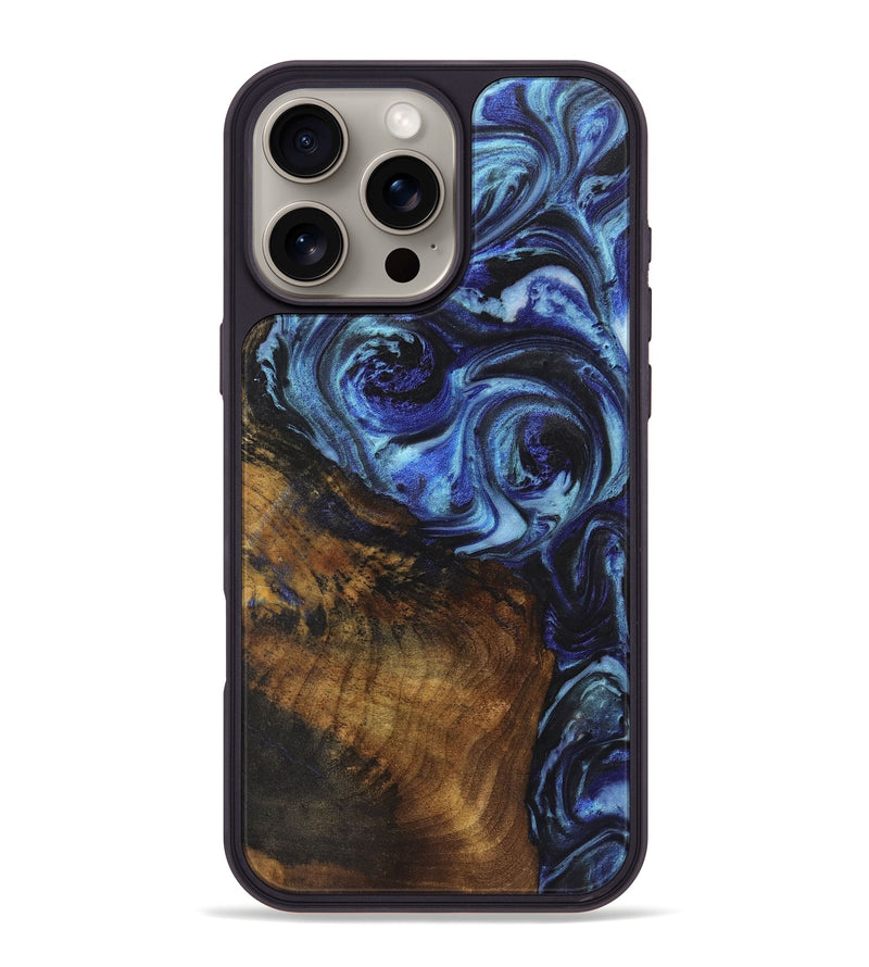 iPhone 16 Pro Max Wood+Resin Phone Case - Allie (Blue, 722862)