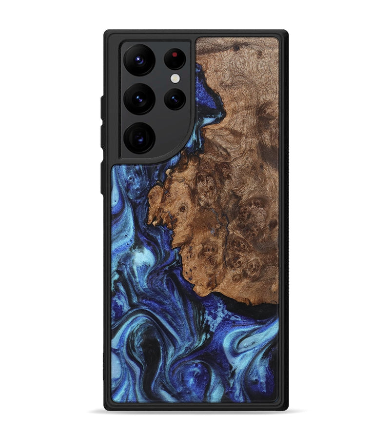 Galaxy S22 Ultra Wood+Resin Phone Case - Devonte (Blue, 722863)