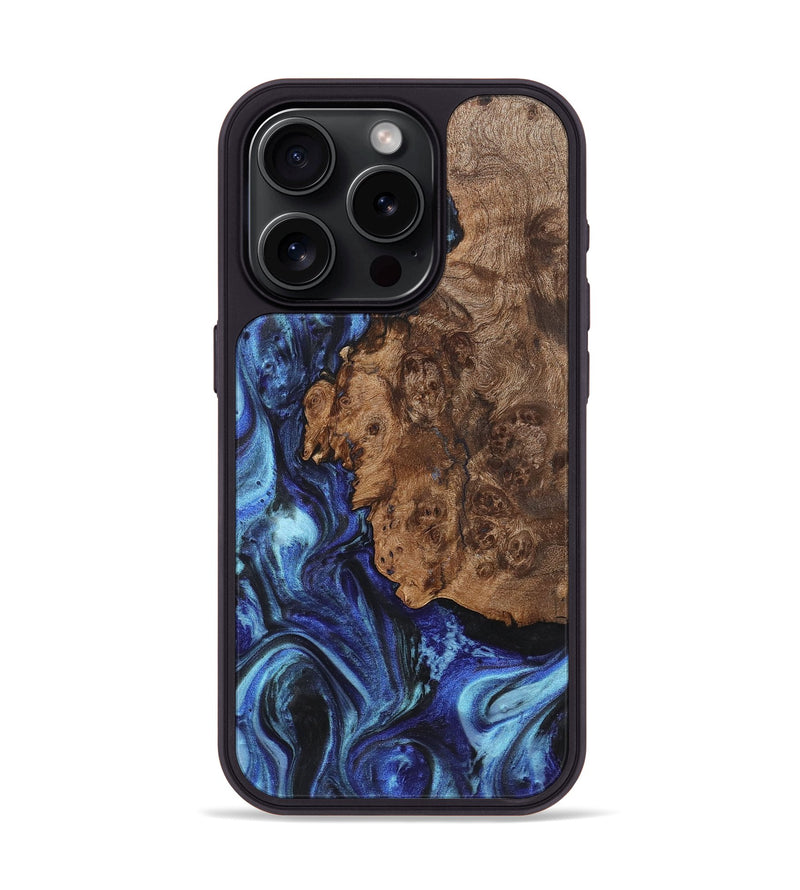 iPhone 15 Pro Wood+Resin Phone Case - Devonte (Blue, 722863)