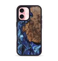 iPhone 16 Wood+Resin Phone Case - Devonte (Blue, 722863)