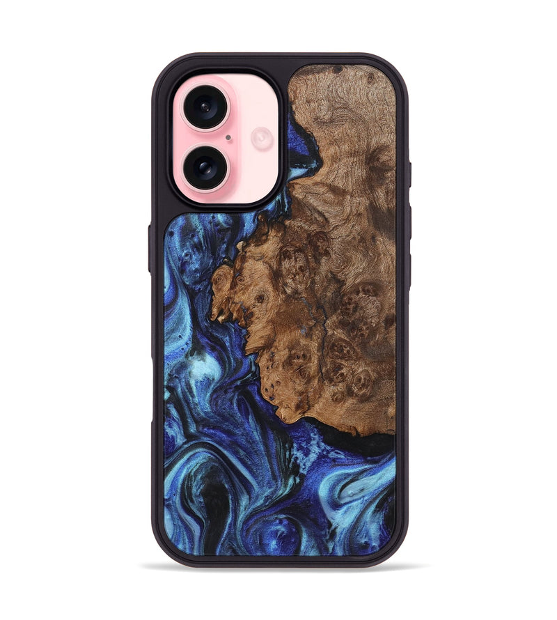 iPhone 16 Wood+Resin Phone Case - Devonte (Blue, 722863)