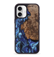 iPhone 16 Plus Wood+Resin Phone Case - Devonte (Blue, 722863)