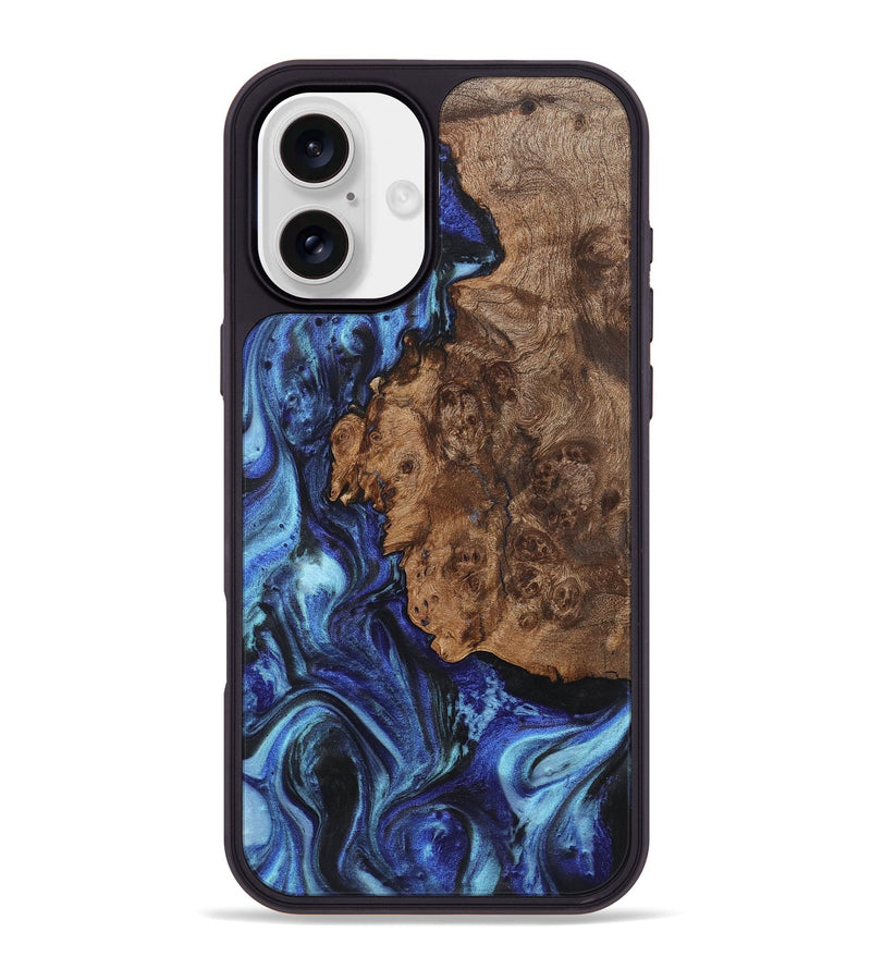 iPhone 16 Plus Wood+Resin Phone Case - Devonte (Blue, 722863)