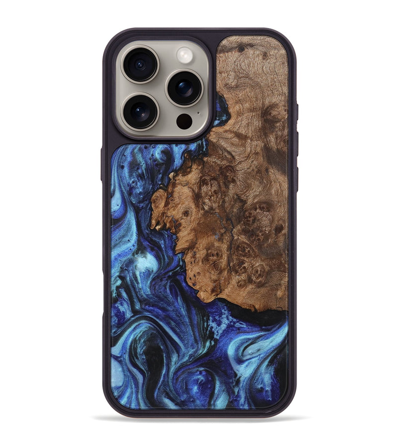 iPhone 16 Pro Max Wood+Resin Phone Case - Devonte (Blue, 722863)