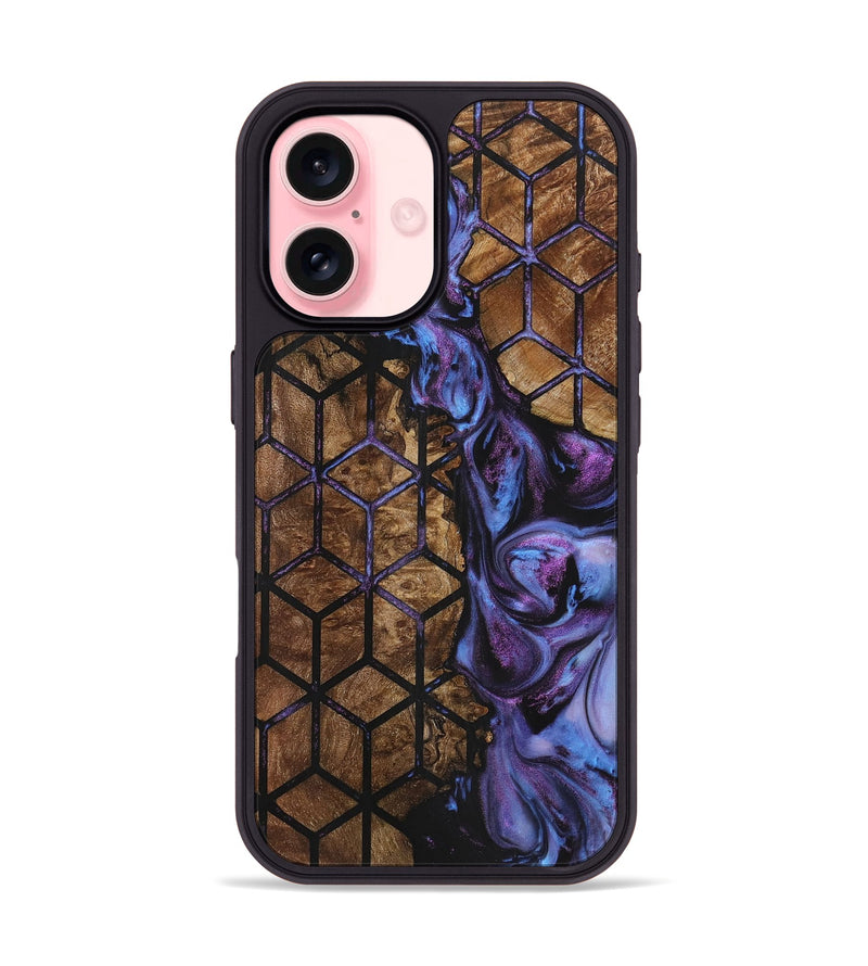 iPhone 16 Wood+Resin Phone Case - Sophie (Pattern, 723028)