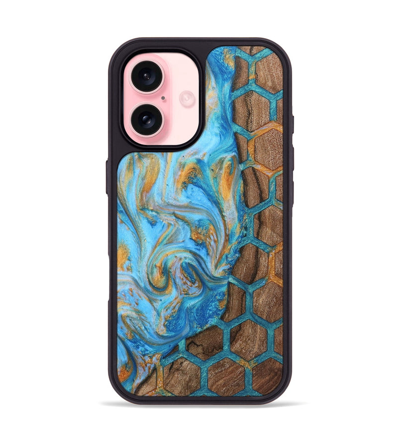 iPhone 16 Wood+Resin Phone Case - Tommy (Pattern, 723029)