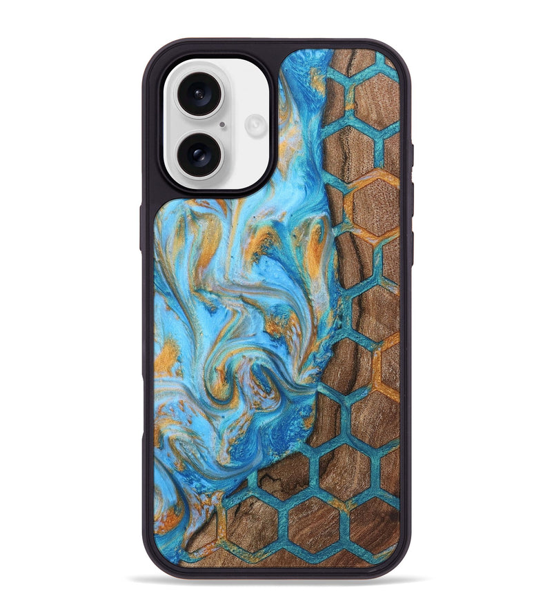 iPhone 16 Plus Wood+Resin Phone Case - Tommy (Pattern, 723029)