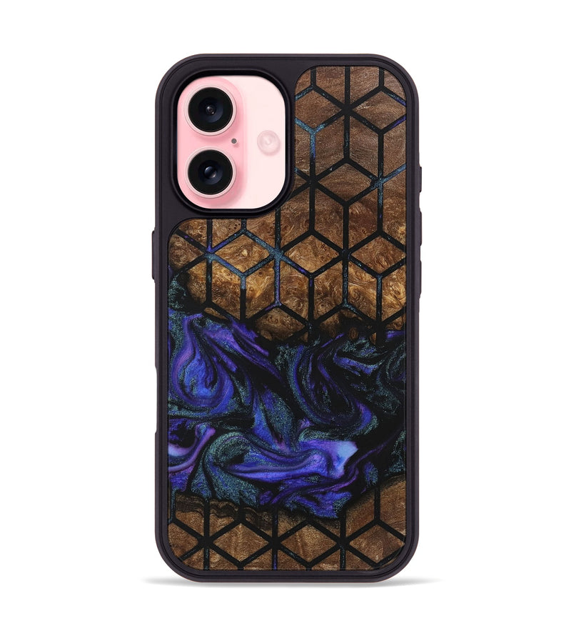 iPhone 16 Wood+Resin Phone Case - Alfred (Pattern, 723033)