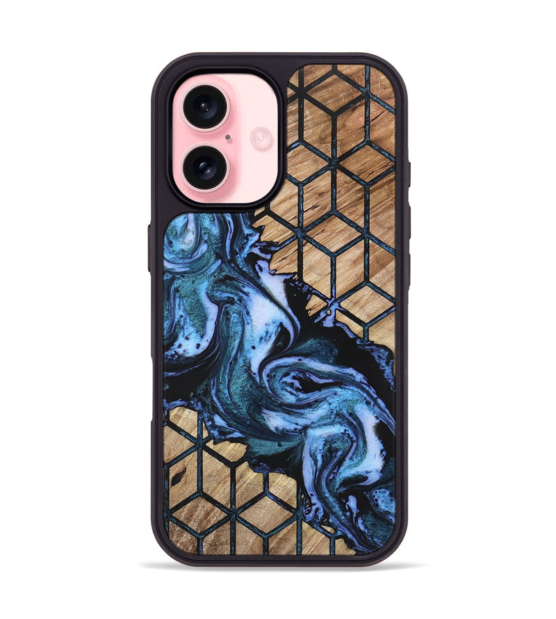 iPhone 16 Wood+Resin Phone Case - Aylin (Pattern, 723042)