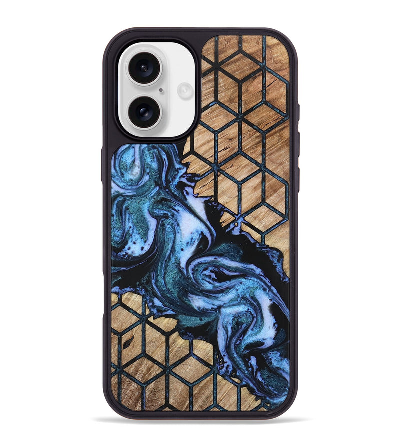 iPhone 16 Plus Wood+Resin Phone Case - Aylin (Pattern, 723042)