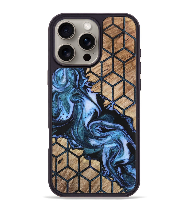 iPhone 16 Pro Max Wood+Resin Phone Case - Aylin (Pattern, 723042)